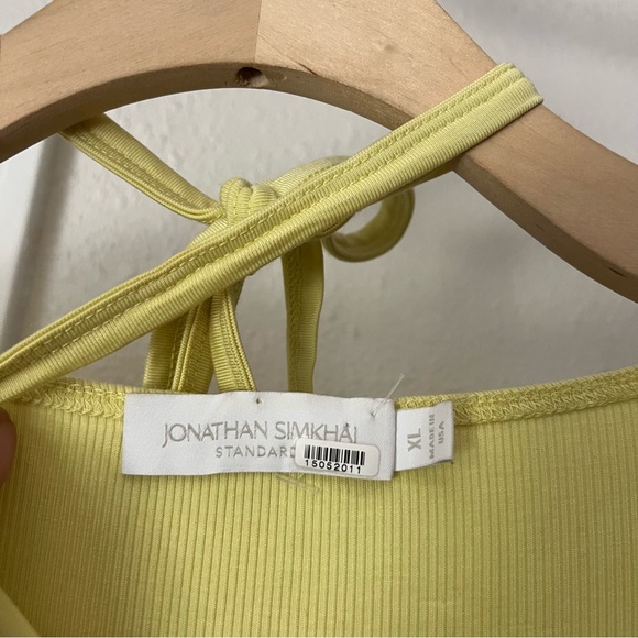 JONATHAN SIMKHAI yellow tencel lyocell rib knit ruched cutout maxi dress - Picture 7 of 8